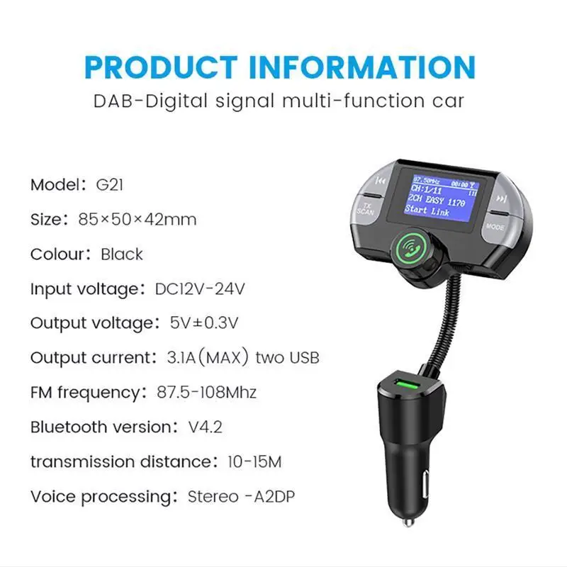 Fm-передатчик беспроводной Bluetooth 4,2 lcd TF карта Автомобильный комплект Handsfree модулятор двойной USB быстрое зарядное устройство автомобильный mp3-плеер