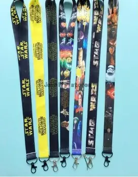 

100pcs cartoon anime Star Wars mix Key Lanyard Badge ID Cards Holders Neck Straps with Keyring Gifts Party Favors
