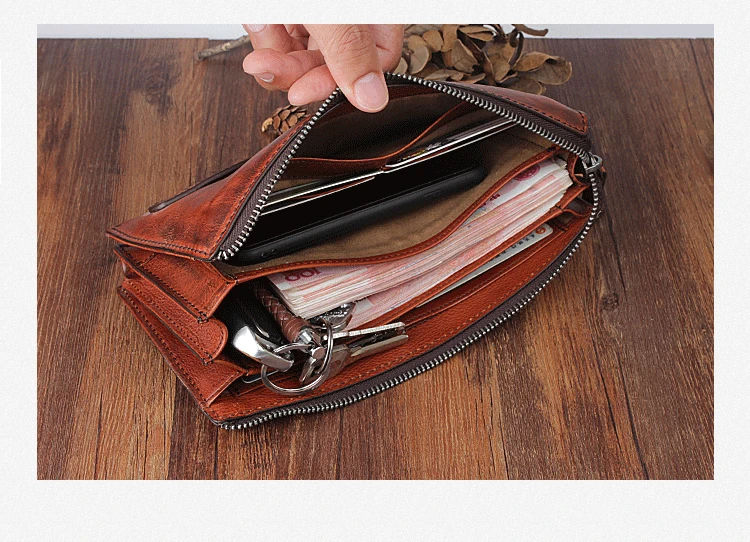 Многофункциональный Мужской Длинный кошелек из натуральной кожи, держатель для карт, Большая вместительная сумочка, клатч с несколькими картами