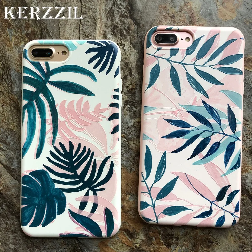 Рельефный силиконовый чехол Kerzzil в стиле ретро с листьями дерева для iPhone 7 6 6S 8 Plus