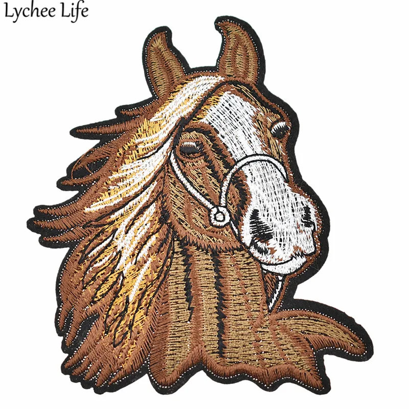 

Lychee Horse Embroidery Patch Animal Shape Patches DIY Handmade Sewing On Clothes Bags Decorative Supplies