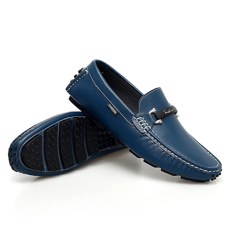 Misalwa 47 White Blue Men Loafers Split Leather Men Casual Shoes Luxury Brand Light Soft Moccasins Breathable Slip on Male Flats