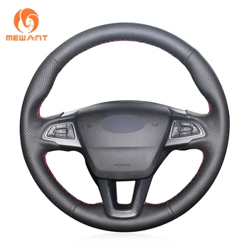 

MEWANT Black Genuine Leather Car Steering Wheel Cover for Ford Focus 2015-2018 Kuga 2016-2019 C-MAX (Grand C-Max) 2015-2020