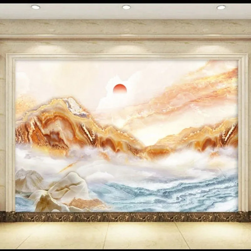 Custom 3D Fabric Textile Wallcoverings For Walls Matt Silk For Living Bedroom Mountain Waves Marble Pattern TV Backdrop Washable Custom 3D Fabric Textile Wallcoverings For Walls Matt Silk For Living Bedroom Mountain Waves Marble Pattern TV Backdrop Washable