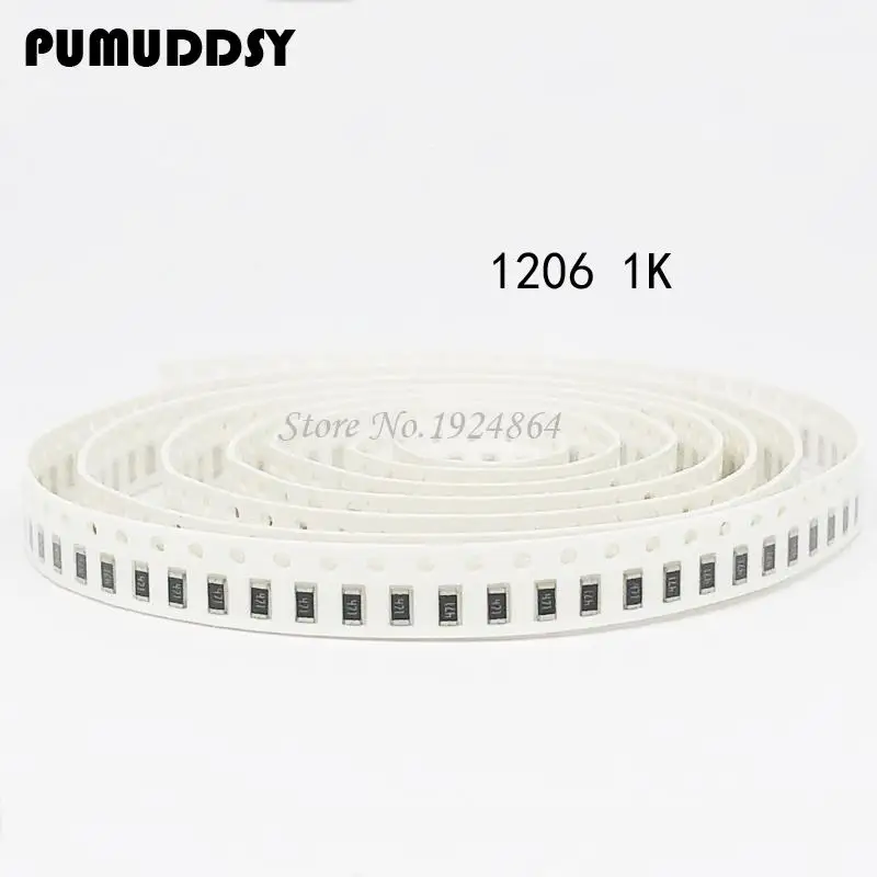 

100PCS 1206 SMD Resistor 1K ohm chip resistor 0.25W 1/4W 102