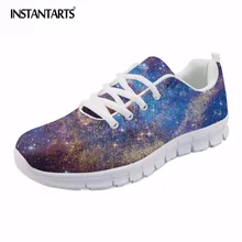 INSTANTARTS/женские Сникерсы для сезона весна-осень в стиле галактики; повседневная обувь для студентов; zapatos mujer; женская обувь на плоской подошве со шнуровкой в сеточку