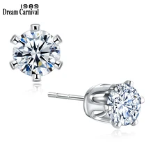 

DreamCarnival 1989 Round 4 mm Crystals Button Stud Earrings Simple Design Fashion Jewelry White Black Super Deal Sales 09E1059