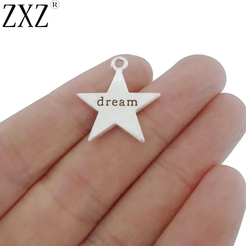 

ZXZ 10pcs Antique Silver Tone Dream Star Charms Pendants Beads for Necklace Bracelet Jewelry Making Findings 23x20mm