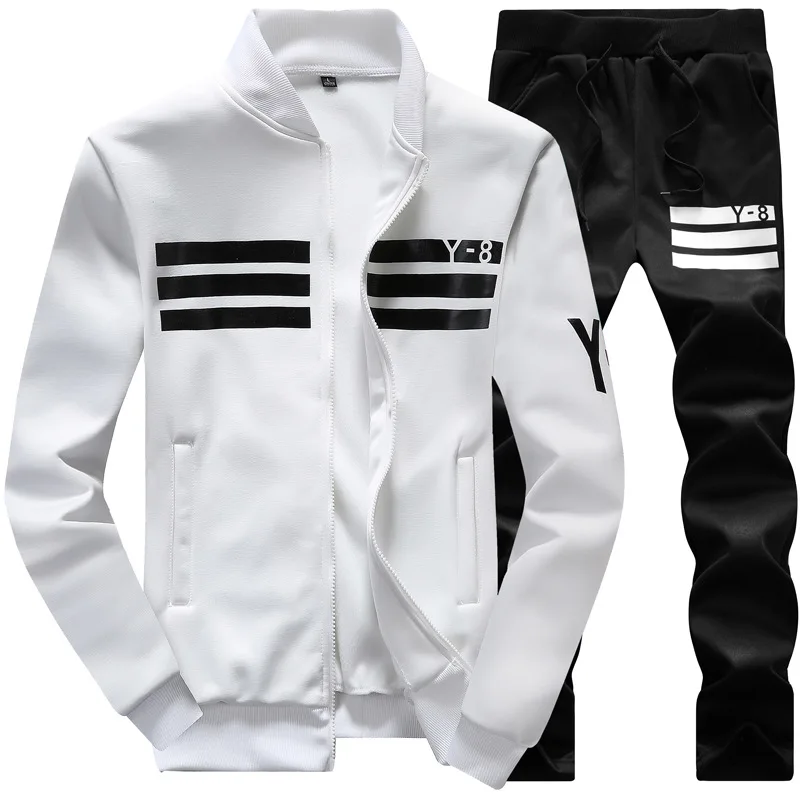 Cheaper Sweatpants Set Spring 2pcs Men's Jacket+Pants Baseball Uniform Fashion Tracksuits Men casual Sets Clothing Set Hoodies