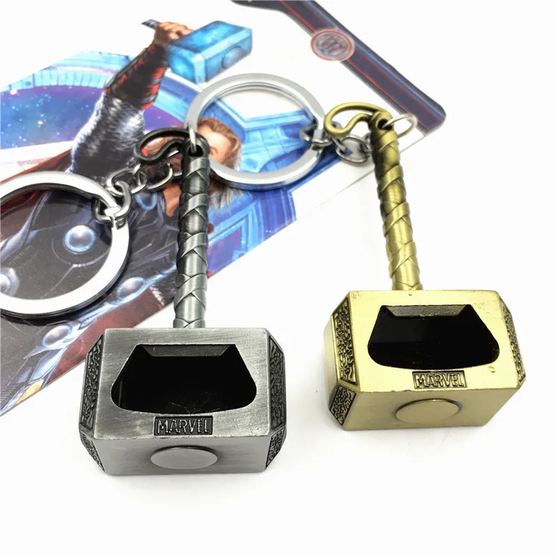 

20pcs/lot the Avengers Thor Hammer Keychain New Design Metal Bottle Opner Keychain Key Holder For Women&Men