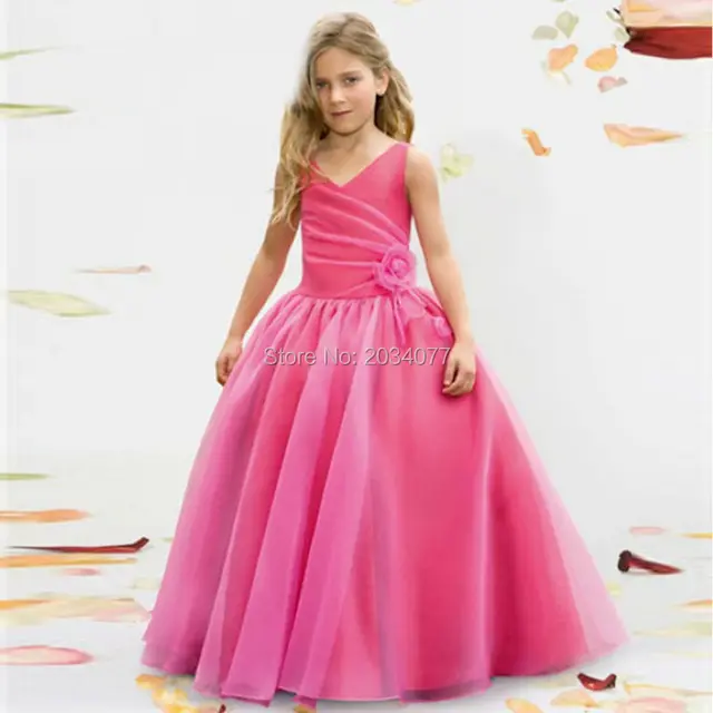 Organza Little Girl Prom Dresses Children Graduation Gowns Kids Beauty
