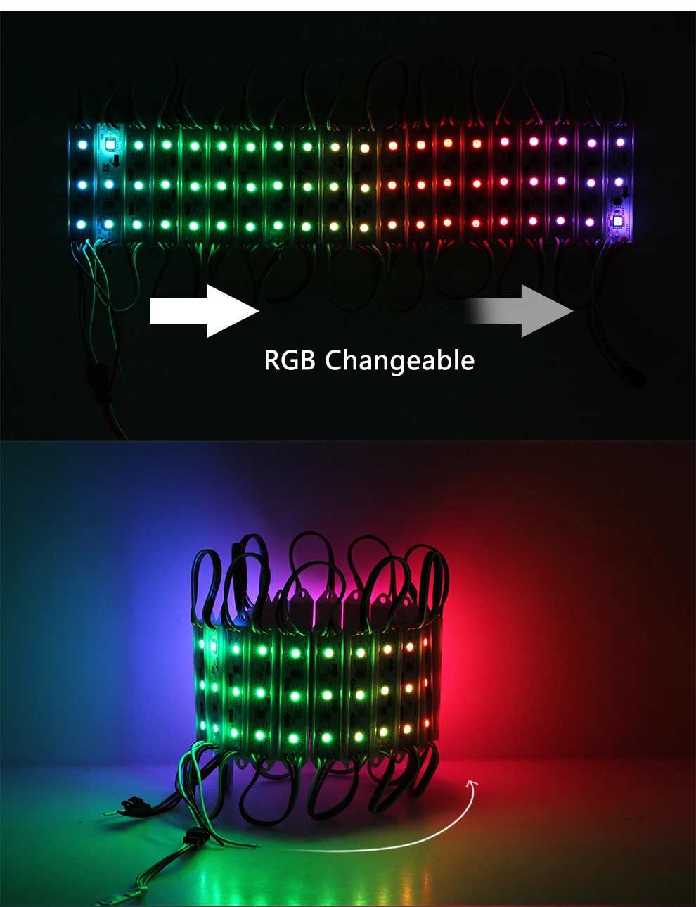 Светодиодный модуль DC12V WS2811 3 светодиодный s RGB длиной в Пол, с бусинами 5050 RGB Водонепроницаемый Рекламы Световой светящиеся символы модули