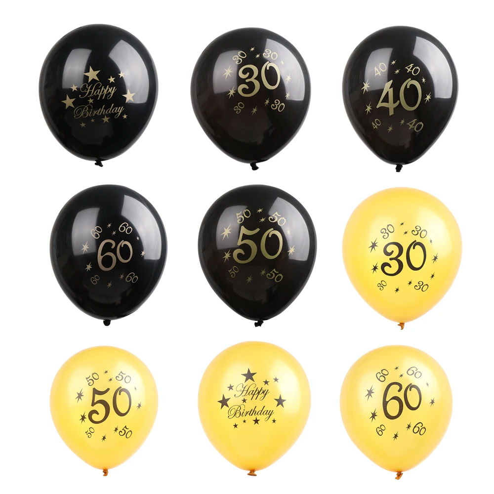 

10pcs 10 inch Happy Birthday Latex Number Balloons Cheers to 30th 40th 50th Adults Balloon Wedding Anniversary Party Decor