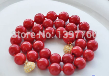 

Miss charm Jew.166 AAA 18" 11mm red round coral bead NECKLACE