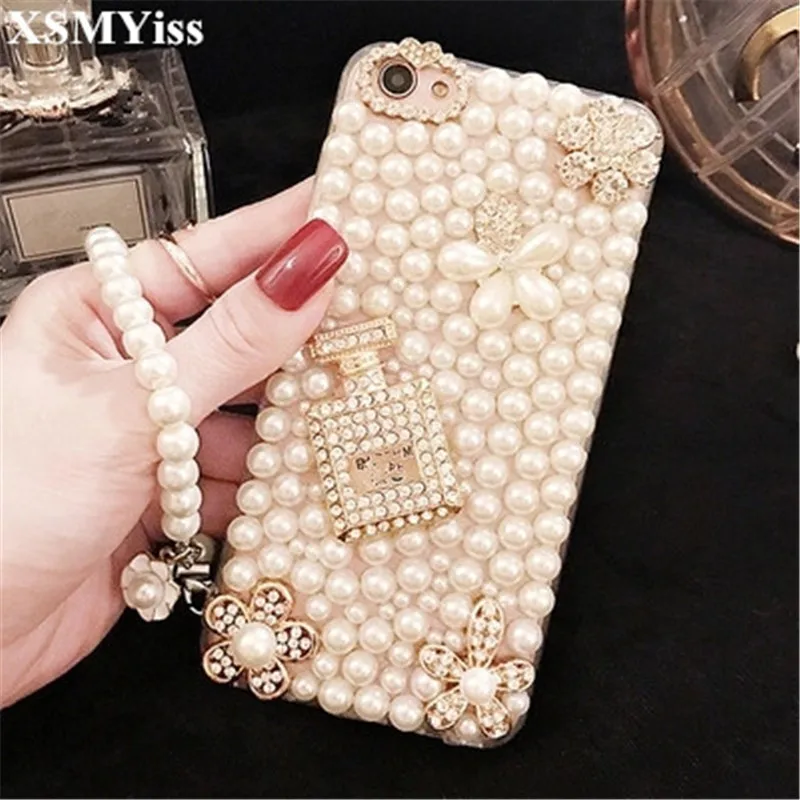

Protect Case for Huawei Honor 8 9 lite 7X P30 P20 Mate 20 10 Pro Mobile Phone Pearl Diamond Perfume Bottle Silicone Phone Case