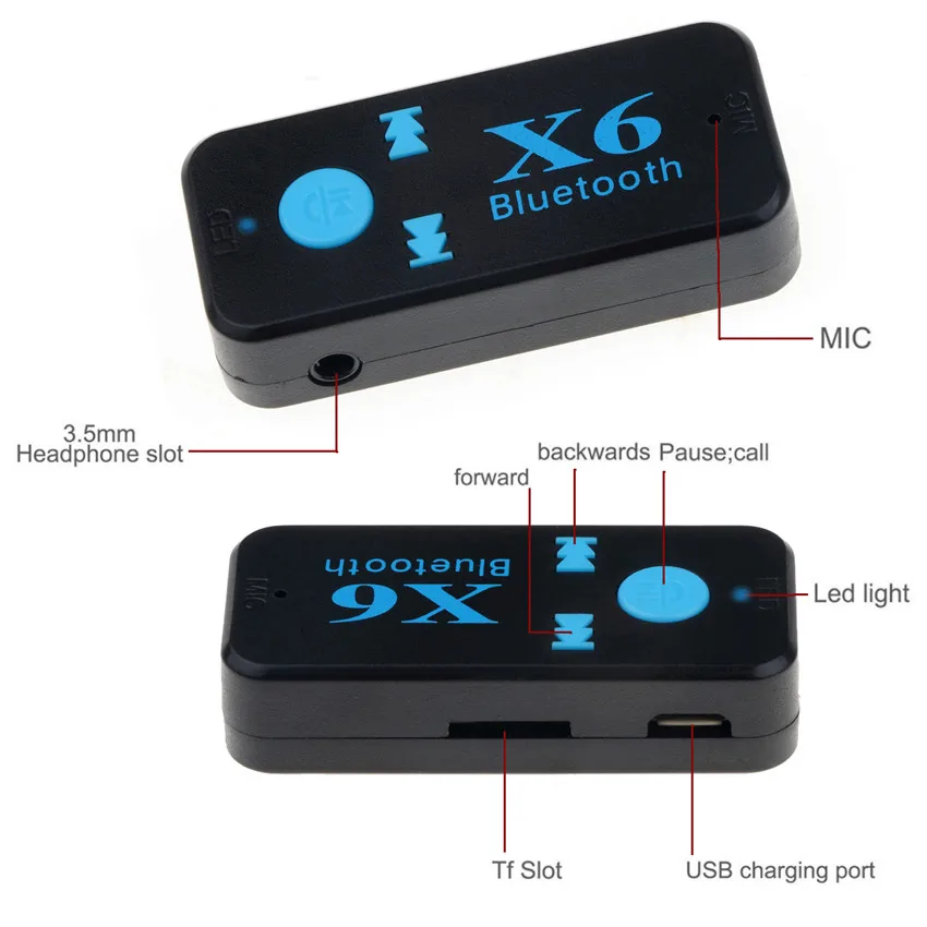 

Built-in battery and Mic bluetooth 4.1 car kit handsfree calling TF 3.5mm aux jack bluetooth receiver for car speaker adapter