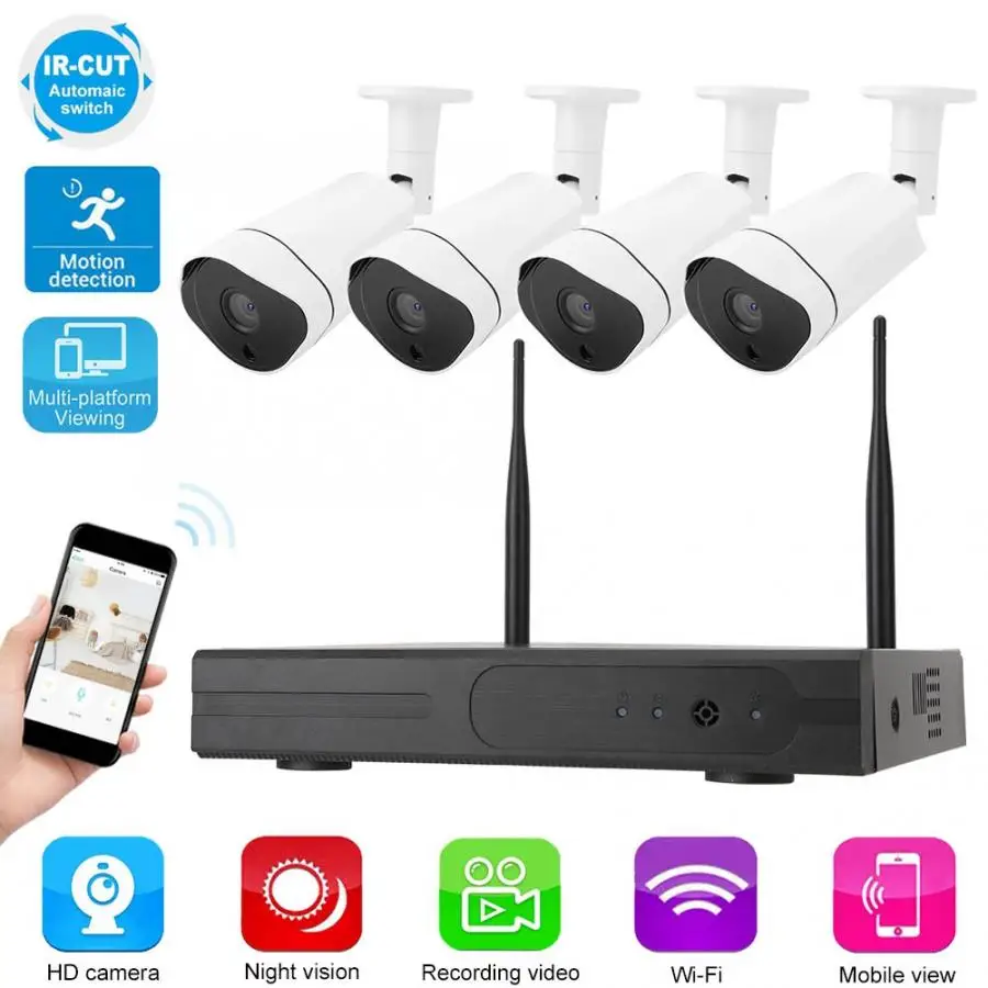 

IP Camera 4CH 720P 1MP Wireless Smart Wifi NVR IP Camera CCTV Home Security System 2019
