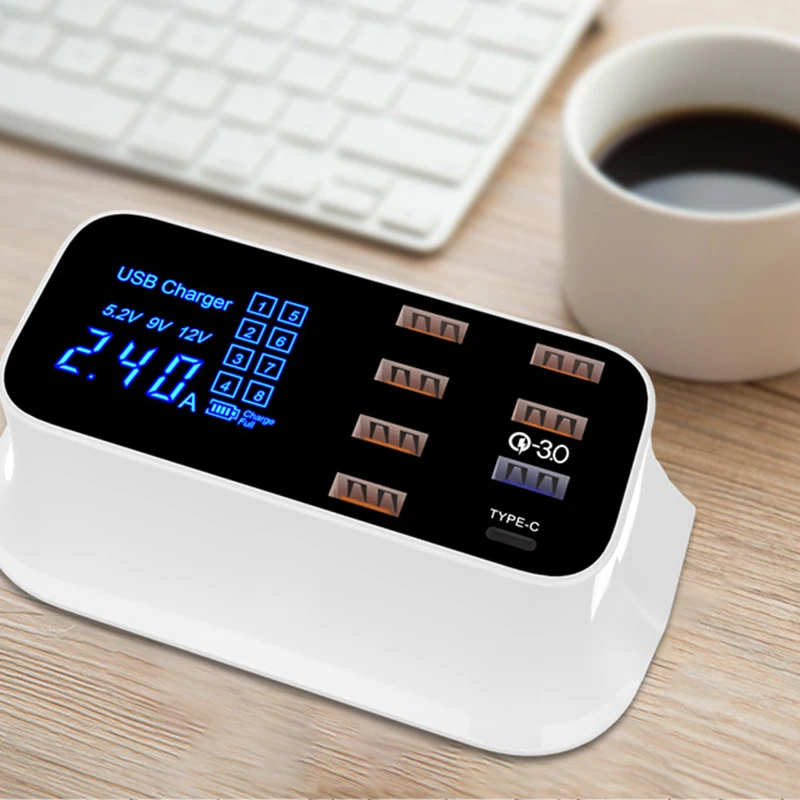 Быстрая зарядка 3,0 Смарт Тип usb C Зарядное устройство станция светодиодный Дисплей быстрой зарядки для мобильного телефона зарядное устройство usb для планшета для iPhone samsung адаптер