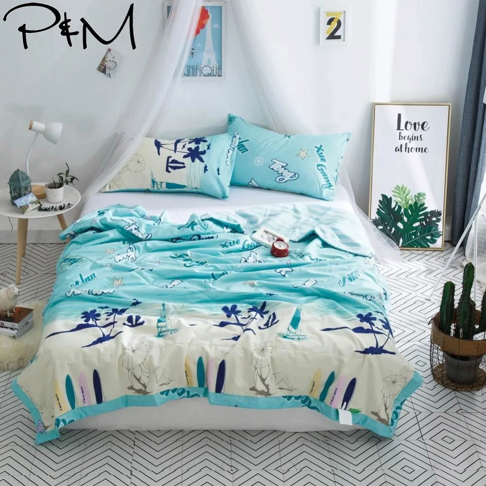 2019 Blue Summer Beach Sea Quilting Stitching Quilt Comforters