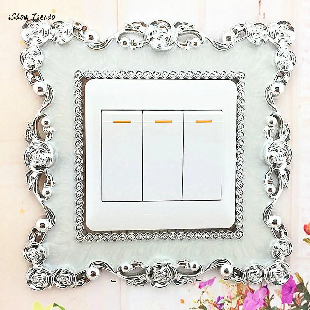 

ISHOWTIENDA New 1pc Home Switch Cover Square Shape Switch Wall Light Socket Stickers Room Decoration Switch Sticker Dropshipping