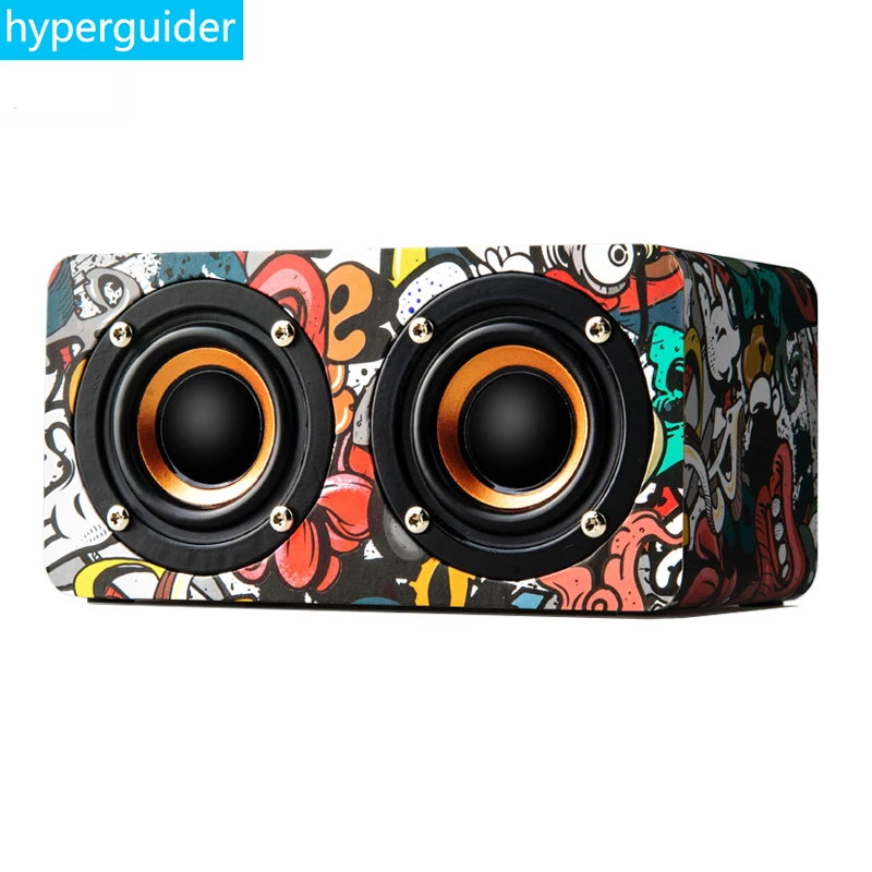 Hyperguider Bluetooth динамик деревянный каракули портативный беспроводной сабвуфер HIFI