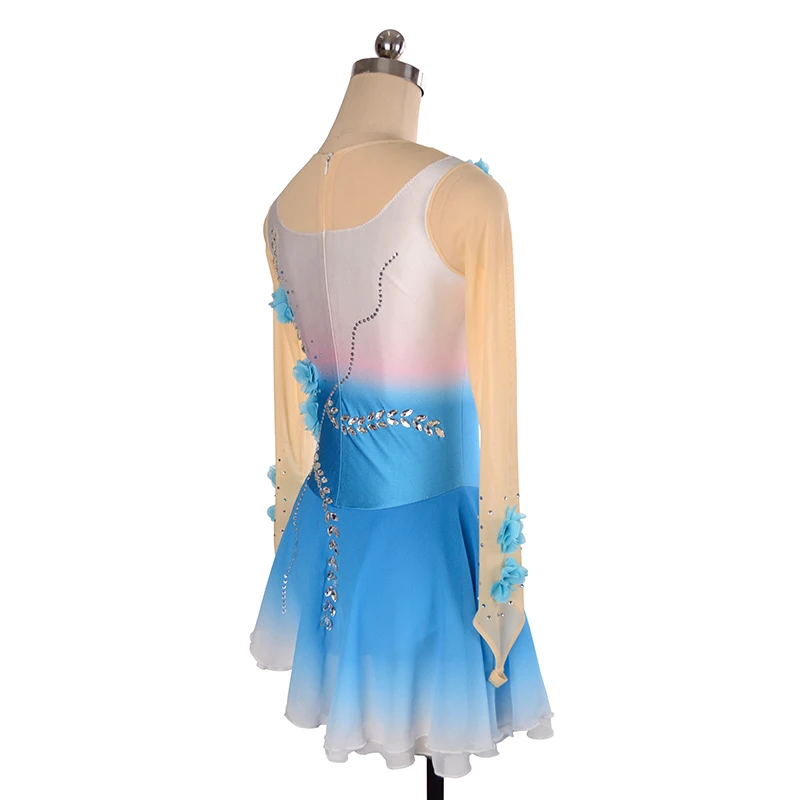 Nasinaya платье для фигурного катания Индивидуальные соревнования ледяные юбки для конькобежцев для девочек женщин детей градиент цвета представление цветок