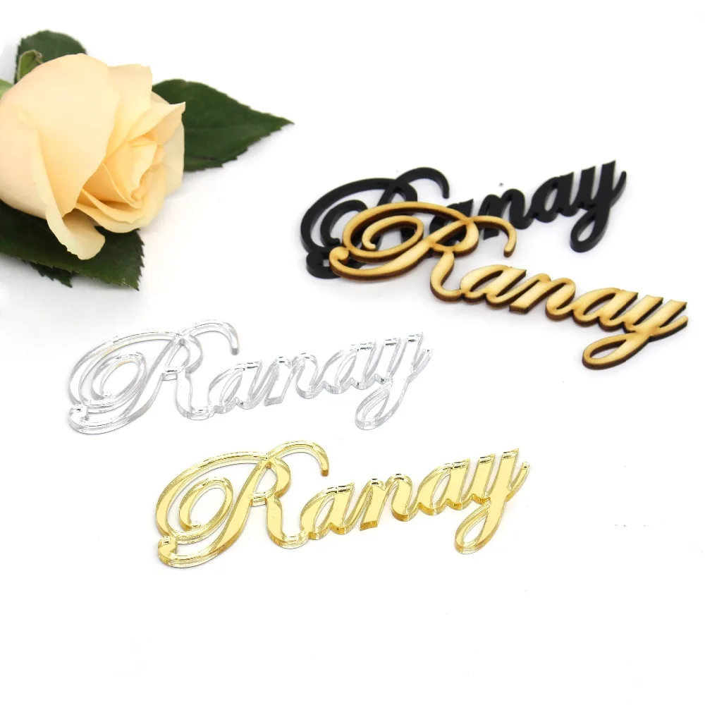 

1x Personalized Laser Cut Names Wedding Sign Place Cards Guest Name Place Settings Events Party Table Centerpieces Decoration