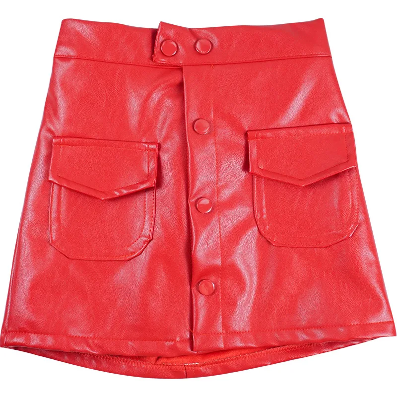 

Girls skirts Toddler girl winter clothes Fashion Faux leather kids skirt Warmed Velvet inner Casual mini skirts Age for 4-14y