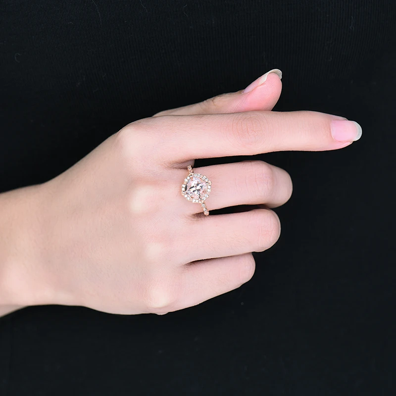 LOVERJEWELRY, кольцо, Новое поступление, натуральный морганит, обручальное кольцо, одноцветное, 14 к, розовое золото, настоящий бриллиант, ювелирное изделие для женщин, милый дизайн