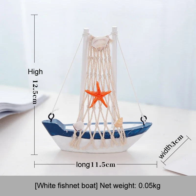 Корабль дерево личность парусник режим декор комнаты Винтаж Средиземноморский стиль Сказочный Сад изделия из смолы украшения морской мореходный - Цвет: white fishing net