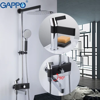 Best GAPPO Bathtub Faucets Brass Water Tap Chrome And Black Bath Faucet Mixer Shower Set With Basin Faucet Bathroom Shower System