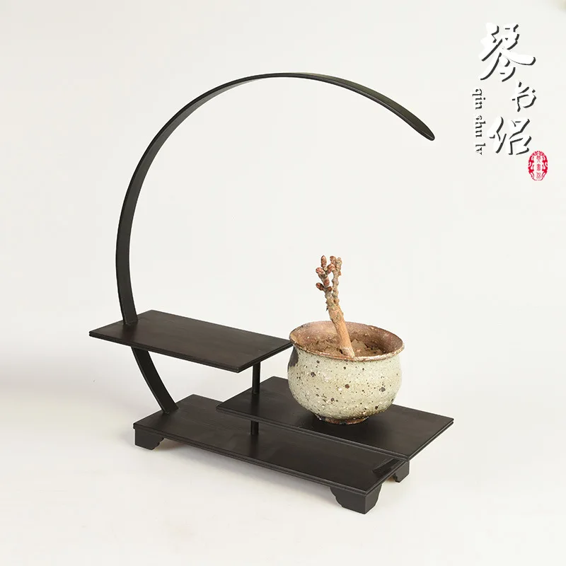 

Ebony purple sandalwood carved mahogany frame Dubbo Base Shelf decorative frame teapot cup holder