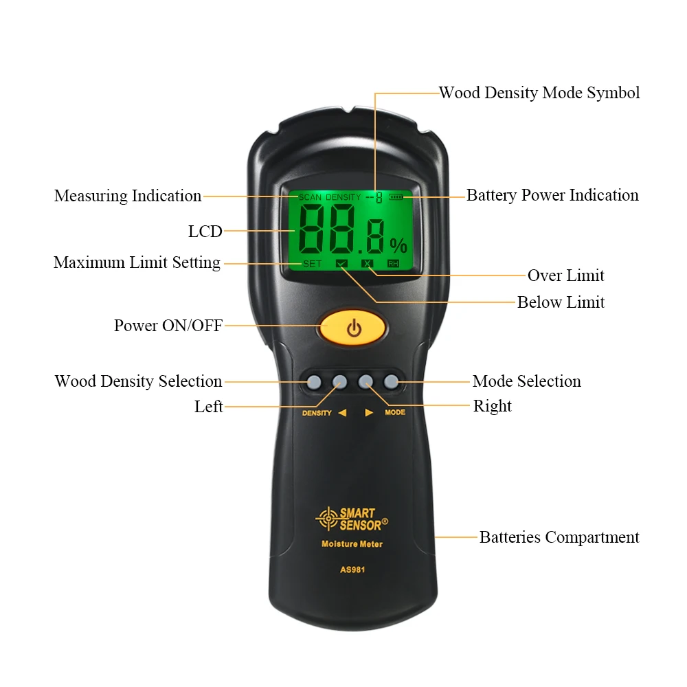 ЖК-дисплей цифровой измеритель влажности древесины профессиональный мини-пиломатериалы Влагомер влаги Содержание детектор прибор для измерения радиочастотного диапазона 2-70