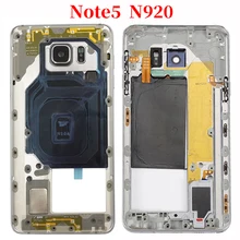 Средняя рамка для Samsung Note 5 N920 N920F Средний пластинчатый корпус Рамочная Лицевая панель с боковой кнопкой и крышкой объектива камеры note5