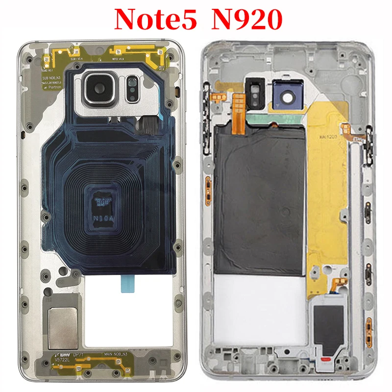 

Middle Frame For Samsung Note 5 N920 N920F Middle Plate Housing Chassis Frame Bezel With Side Button and Camera Lens Cover note5