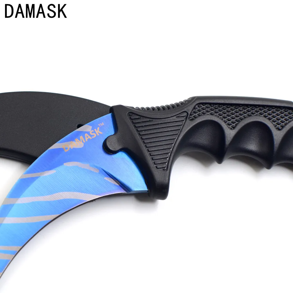 DAMASK Brand Hawk Karambit Stainless Steel Blade Neck Knife With Sheath Portable Pocket Outdoor Climbing Knife Practice Tools