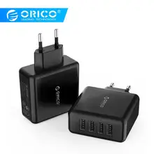 ORICO 5V2. 4A 20 Вт USB зарядное устройство для путешествий, 4 порта, зарядное устройство для мобильного телефона, портативный умный настенный адаптер, штепсельная вилка европейского стандарта