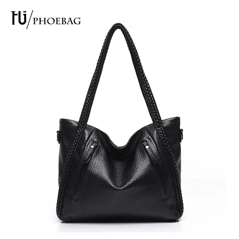 HJPHOEBAG Fashion women soft bag high quality black ladies shoulder