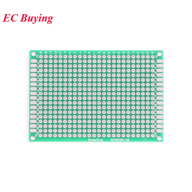 5 шт. 5x7 см двухсторонний Прототип PCB универсальная печатная плата DIY для Arduino 2,54 мм Стекловолокно 5*7 см 50x70 мм 50*70 мм