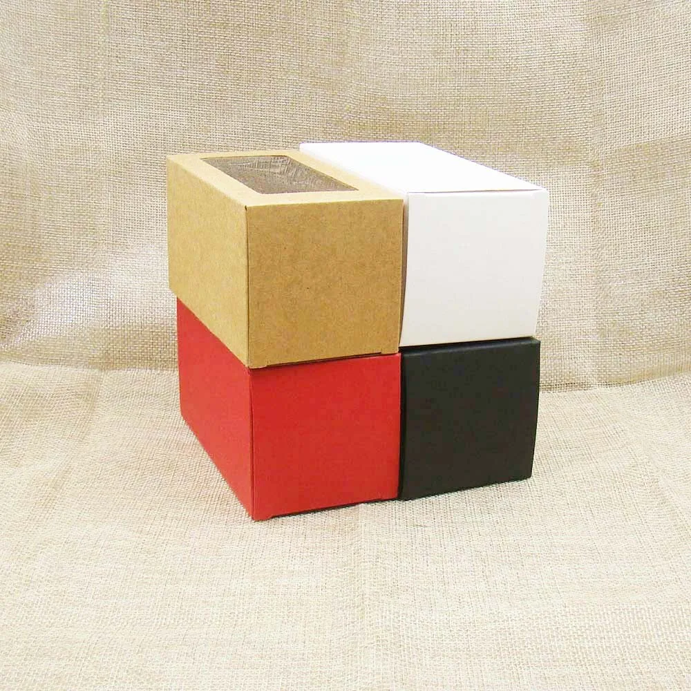 7*7*14 см белая/черная/Крафтовая бумажная коробка, черная посылка, бумажная Подарочная/конфета/Свадебная коробка с прозрачным окном