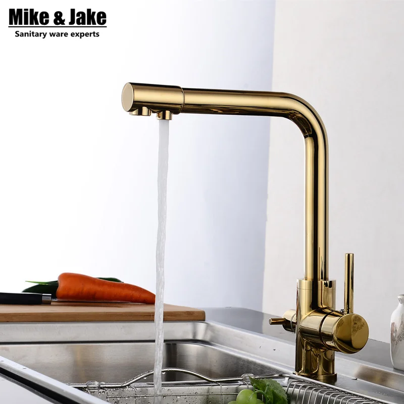 Golden Color 3 Way Kitchen Faucet Pure Water Kitchen Faucet 3 Way