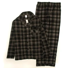 Мужские \ hombre \ homens зимние \ invierno хлопковые \ katoen Franela теплые мягкие черные клетчатые пижамы \ pyjamas \ pijamas комплекты для heren \ bf \ homme