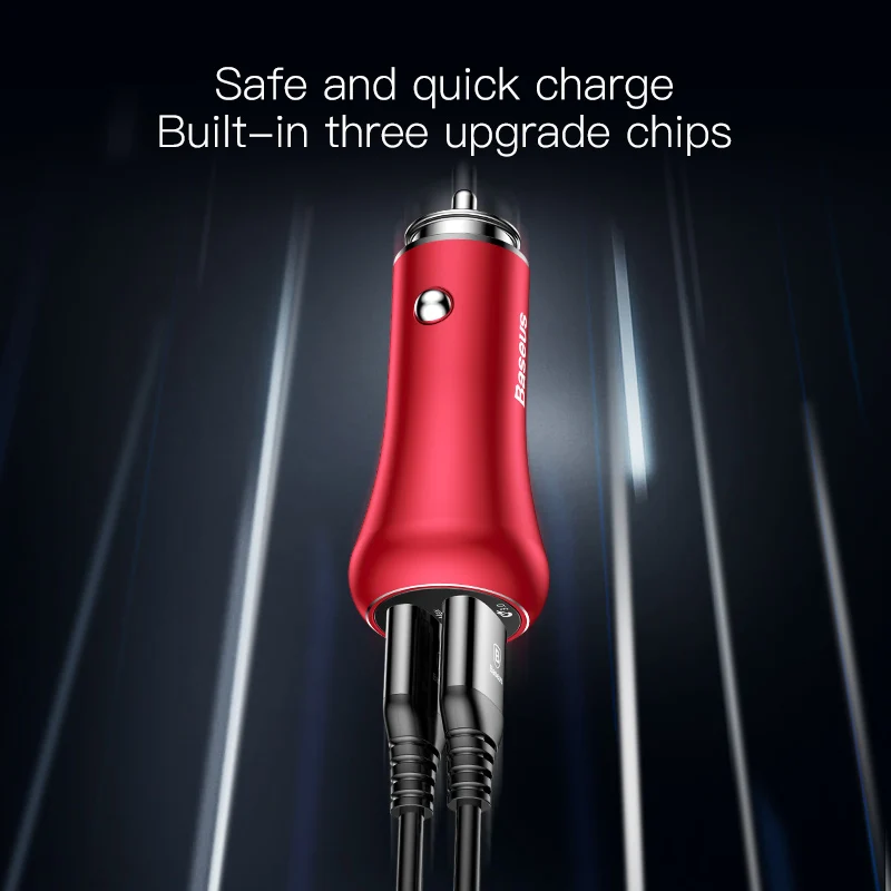 Baseus QC 3.0 سريعة شاحن توربو USB شاحن سيارة 3.0 المزدوج USB سيارة معدنية الهاتف المحمول شاحن آيفون سامسونج هواوي شاحن