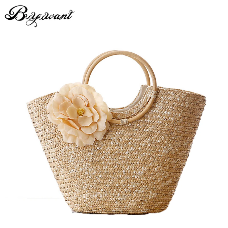 Straw Braided Round Handbag