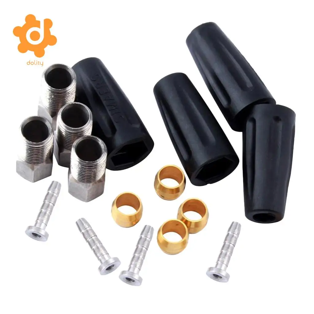 16Pcs MTB Road Bike BH90 Hydraulic Disc Brake Hose Oil Tube Fittings Olive/Bushing Connector Inserts/Needles Screws Caps/Sleeves