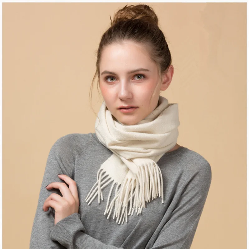 Брендовый кашемировый шарф, шерстяной шарф, теплая разноцветная шаль, женские мягкие шарфы, Cosywarmer - Цвет: White