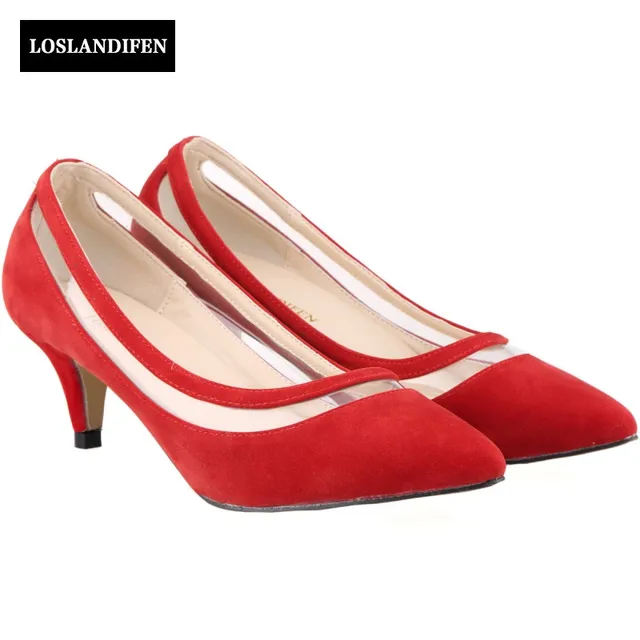 New Arrival Faux Suede Low Heel Red Shoes For Wedding Y Las New Arrival Faux Suede Low Heel Red Shoes For Wedding Y Las Pointed Toe Office