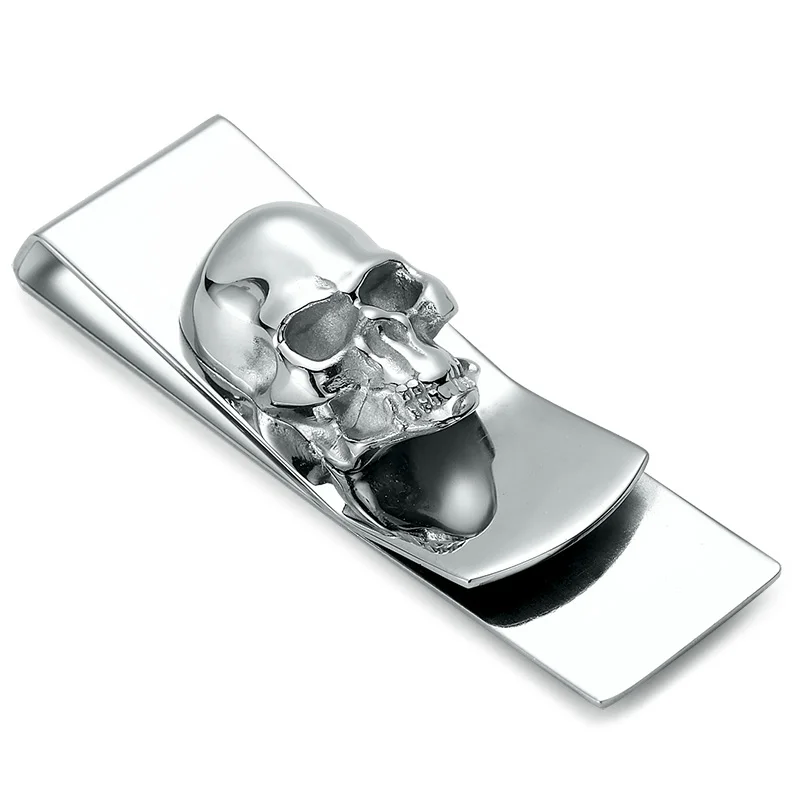 Metal money clip Skull Designs Men Sliver Money Clip Slim Pocket Purse Cash Holder Card Organizer Men Women Wallet