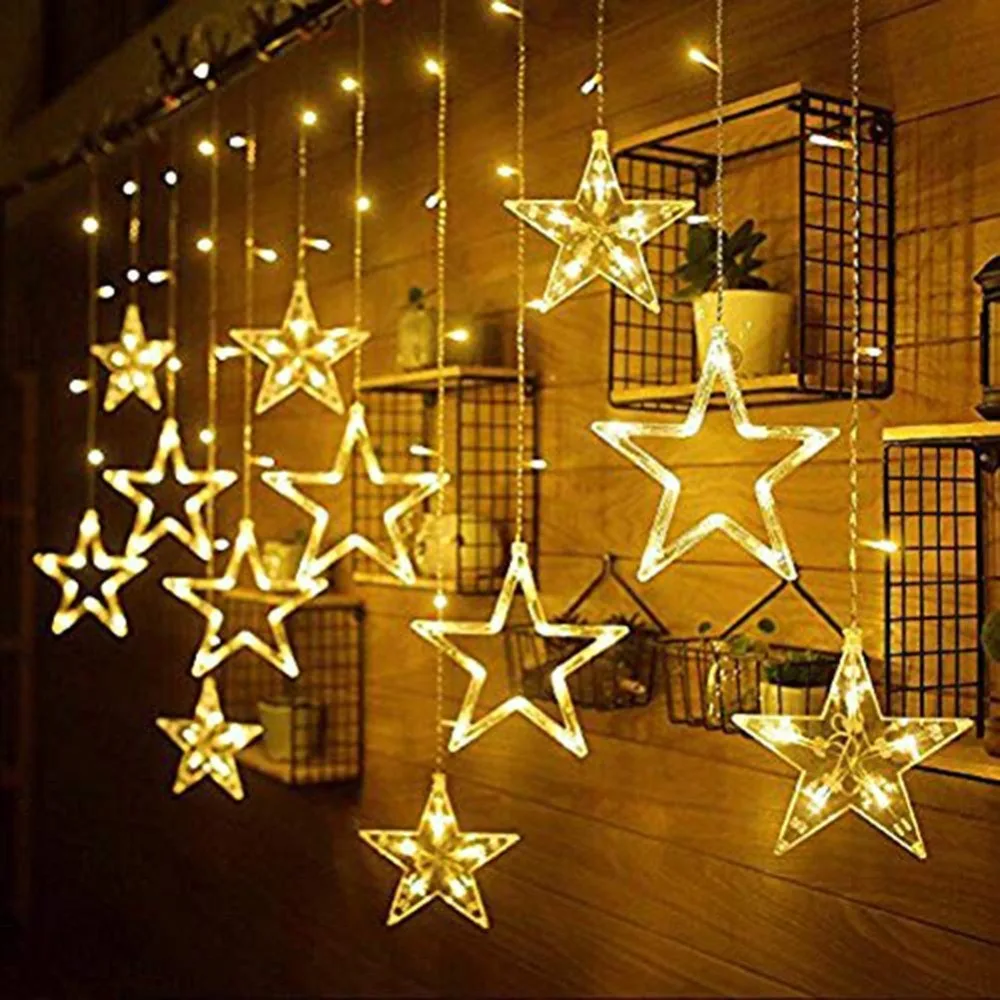 

Romantic 138 LEDs Curtain String Lights Window Curtain Star Lights with 8 Flashing Modes Decoration Christmas Wedding Party Home