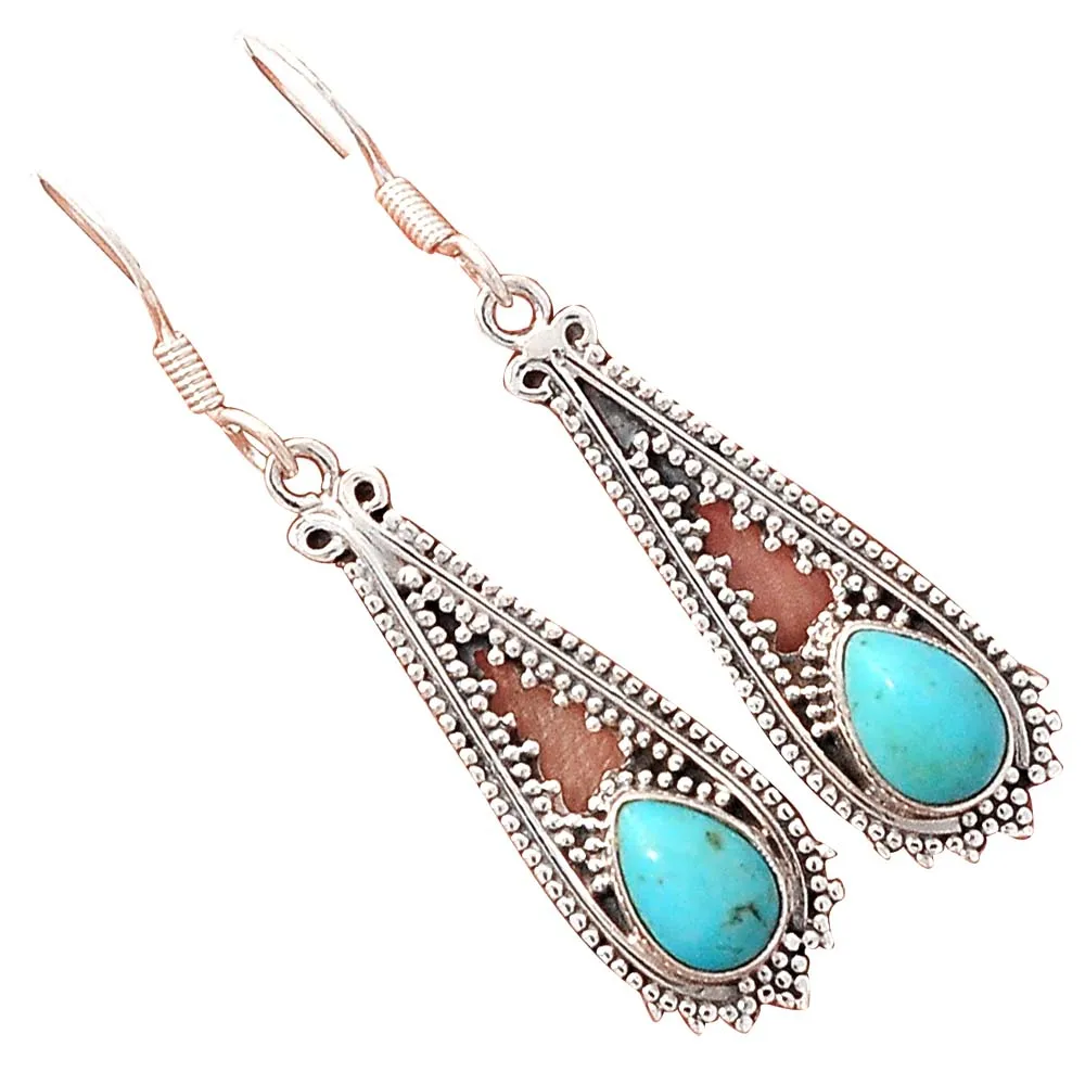 

Lovegem Genuine Turquoise Earrings 925 Sterling Silver, 36 mm, AE2450